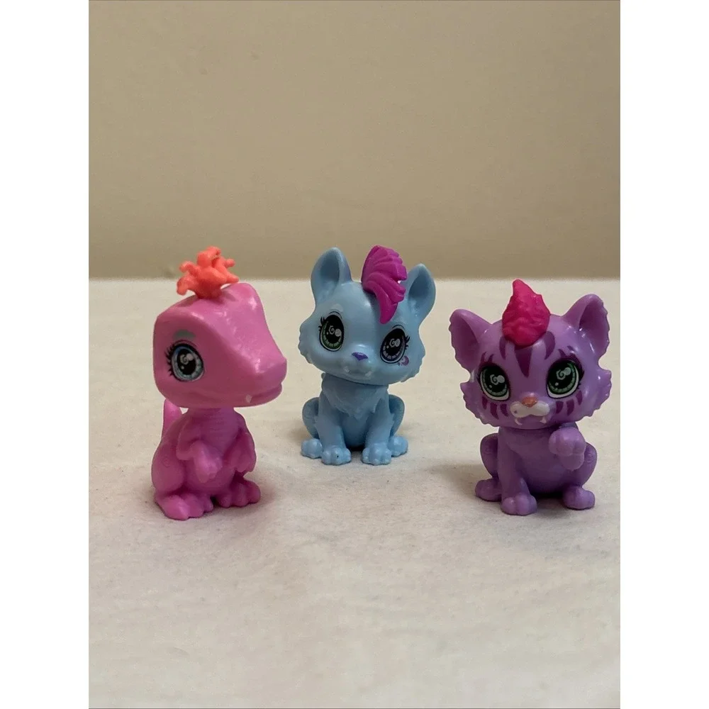 Mattel Cave Club Pets Lot of 3 Pink Dinosaur Blue Wolf Purple Kitten Figures